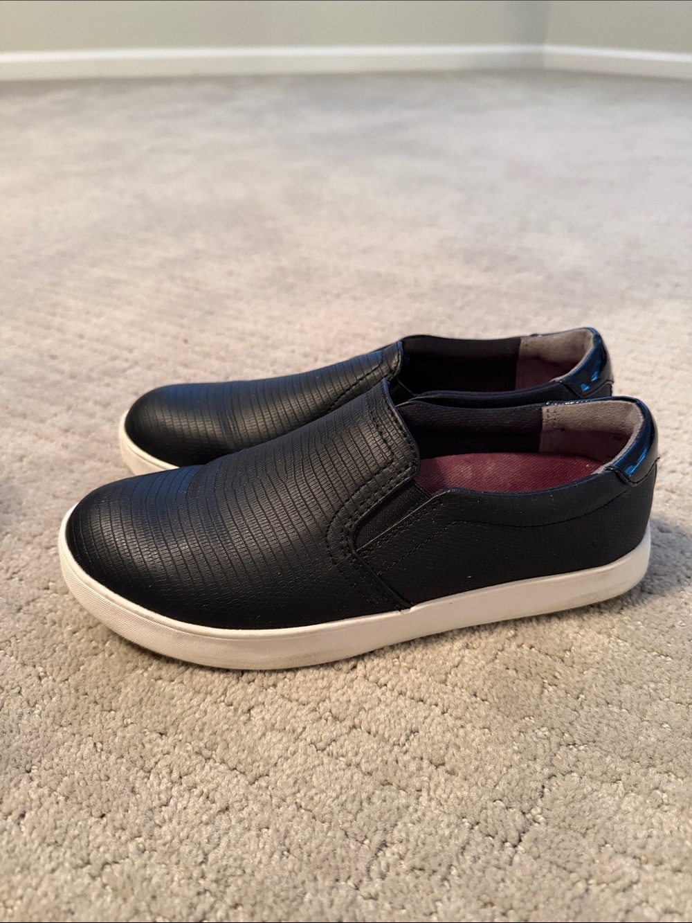 Dr. Scholl's Black Slip-On Casual Loafers with White Sole